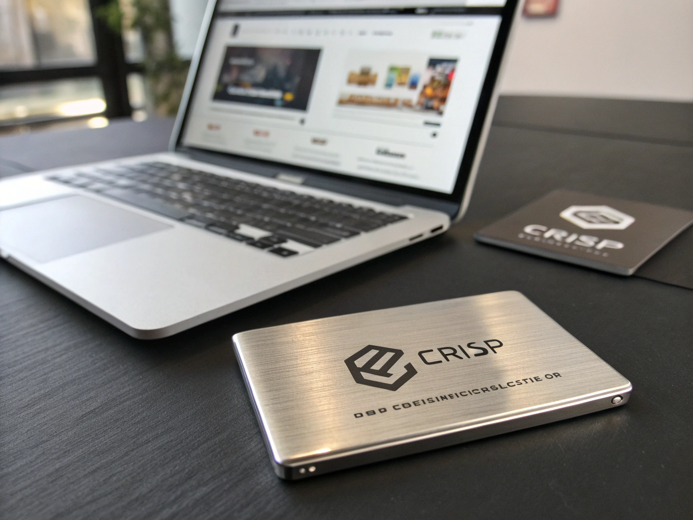 Brushed metal office plaque