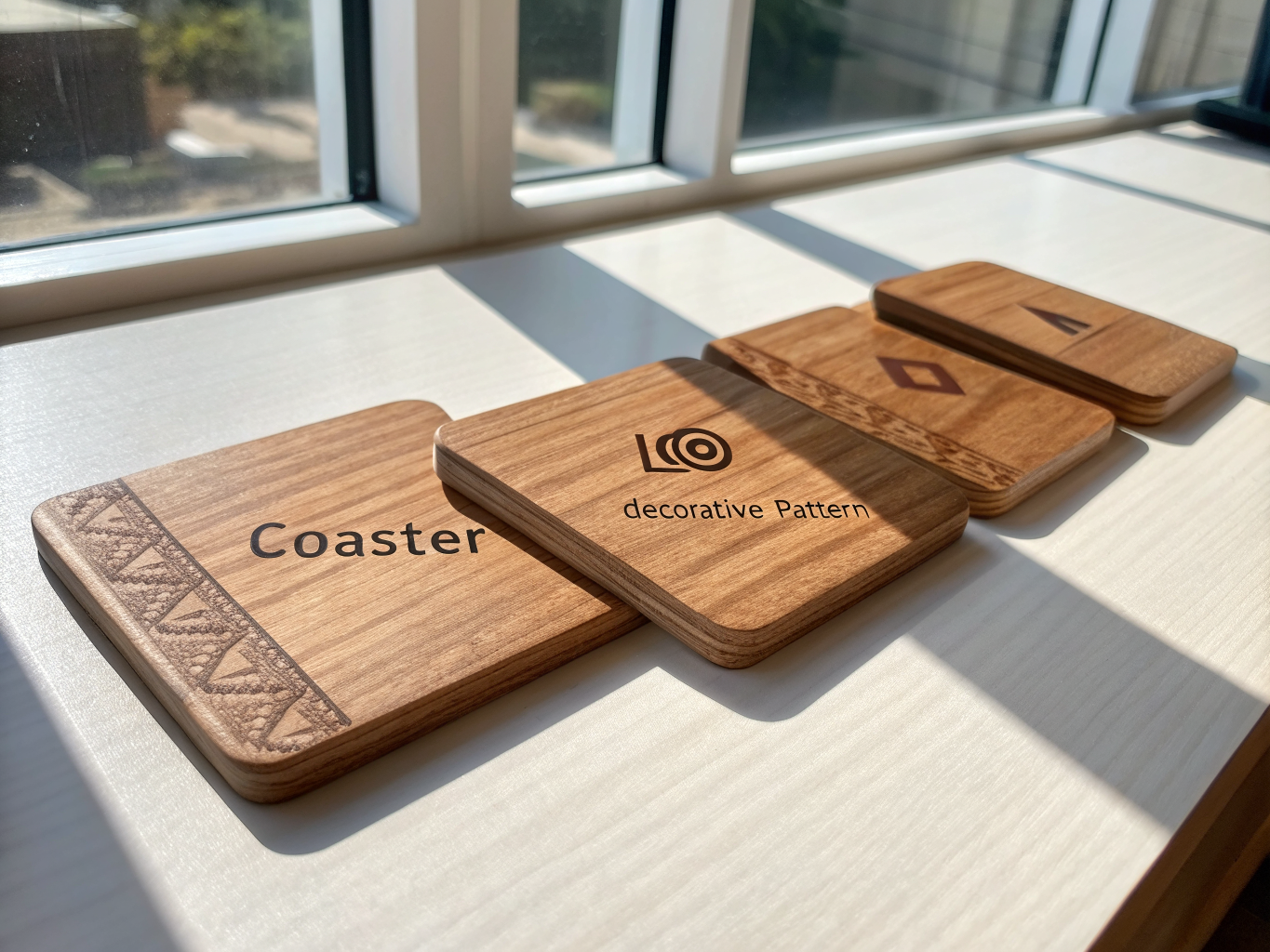 Engraved wooden promotional coasters