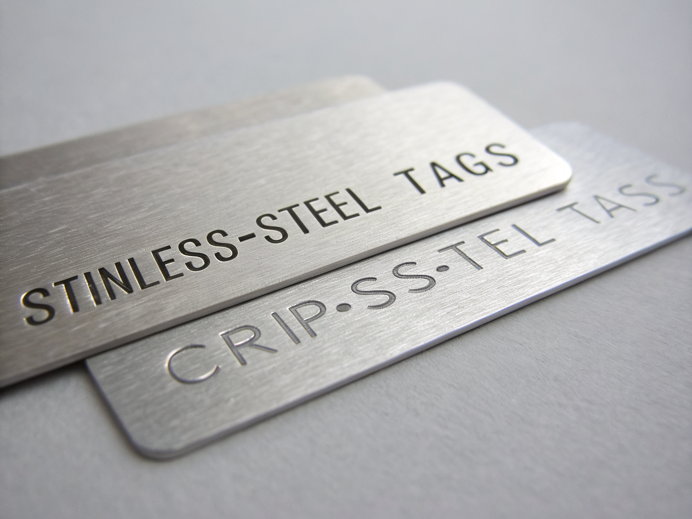 Laser etched stainless steel tags